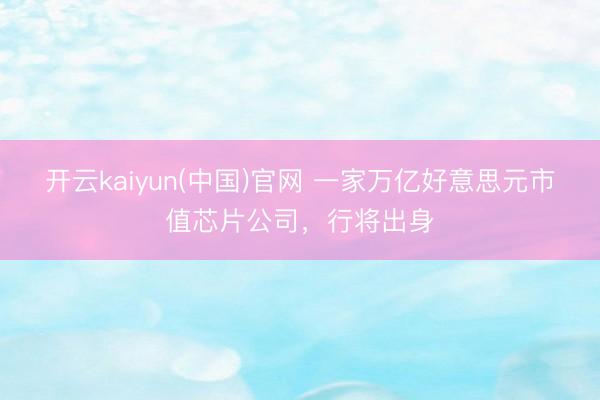 开云kaiyun(中国)官网 一家万亿好意思元市值芯片公司，行将出身