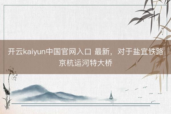 开云kaiyun中国官网入口 最新，对于盐宜铁路京杭运河特大桥