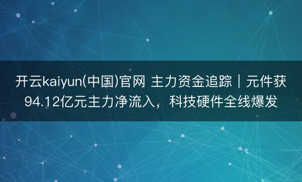 开云kaiyun(中国)官网 主力资金追踪｜元件获94.12亿元主力净流入，科技硬件全线爆发