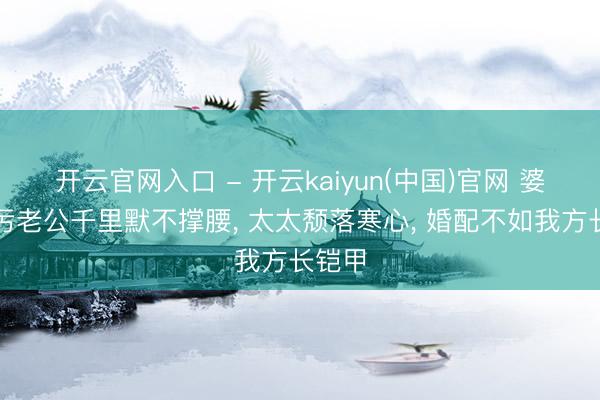 开云官网入口 - 开云kaiyun(中国)官网 婆家玷污老公千里默不撑腰， 太太颓落寒心， 婚配不如我方长铠甲