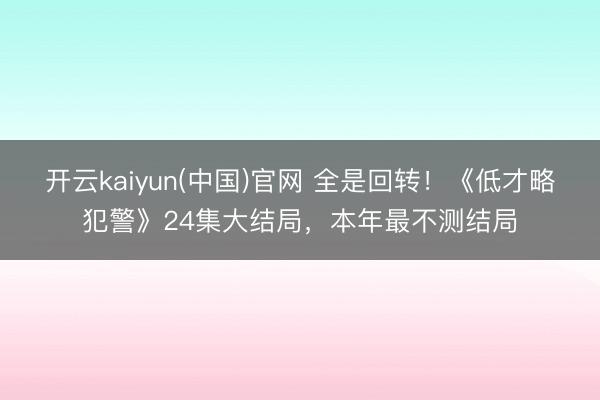 开云kaiyun(中国)官网 全是回转！《低才略犯警》24集大结局，本年最不测结局