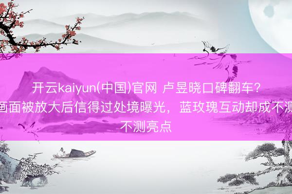开云kaiyun(中国)官网 卢昱晓口碑翻车？路透画面被放大后信得过处境曝光，蓝玫瑰互动却成不测亮点