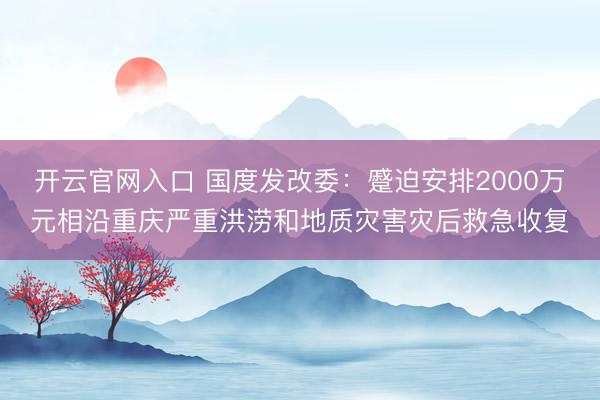 开云官网入口 国度发改委：蹙迫安排2000万元相沿重庆严重洪涝和地质灾害灾后救急收复