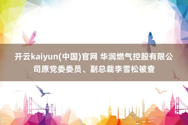 开云kaiyun(中国)官网 华润燃气控股有限公司原党委委员、副总裁李雪松被查